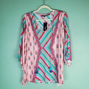 Tolani Collection Edith Rose Floral Print Top Size Large